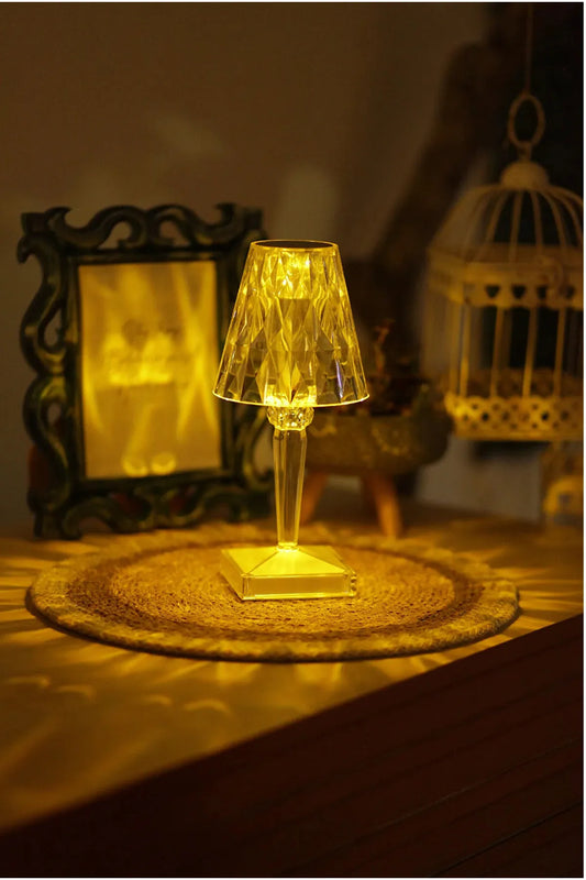 Kristal Şarjlı Abajur Masa Lambası